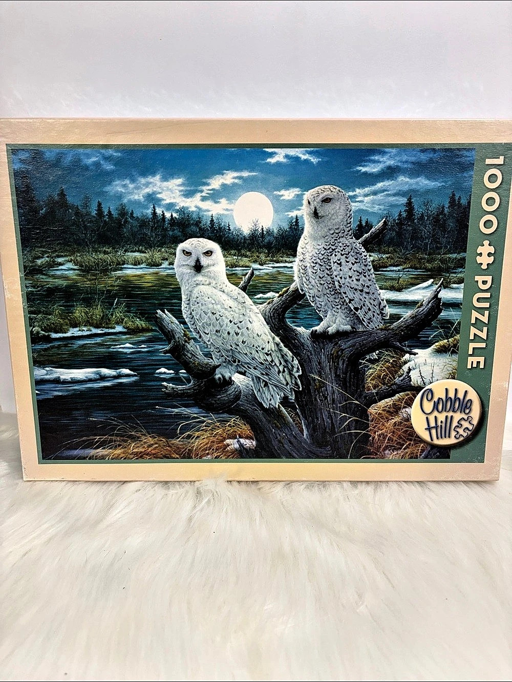 Cobble Hill Moonlight Owls 1000 Piece Jigsaw Puzzle Blue & White